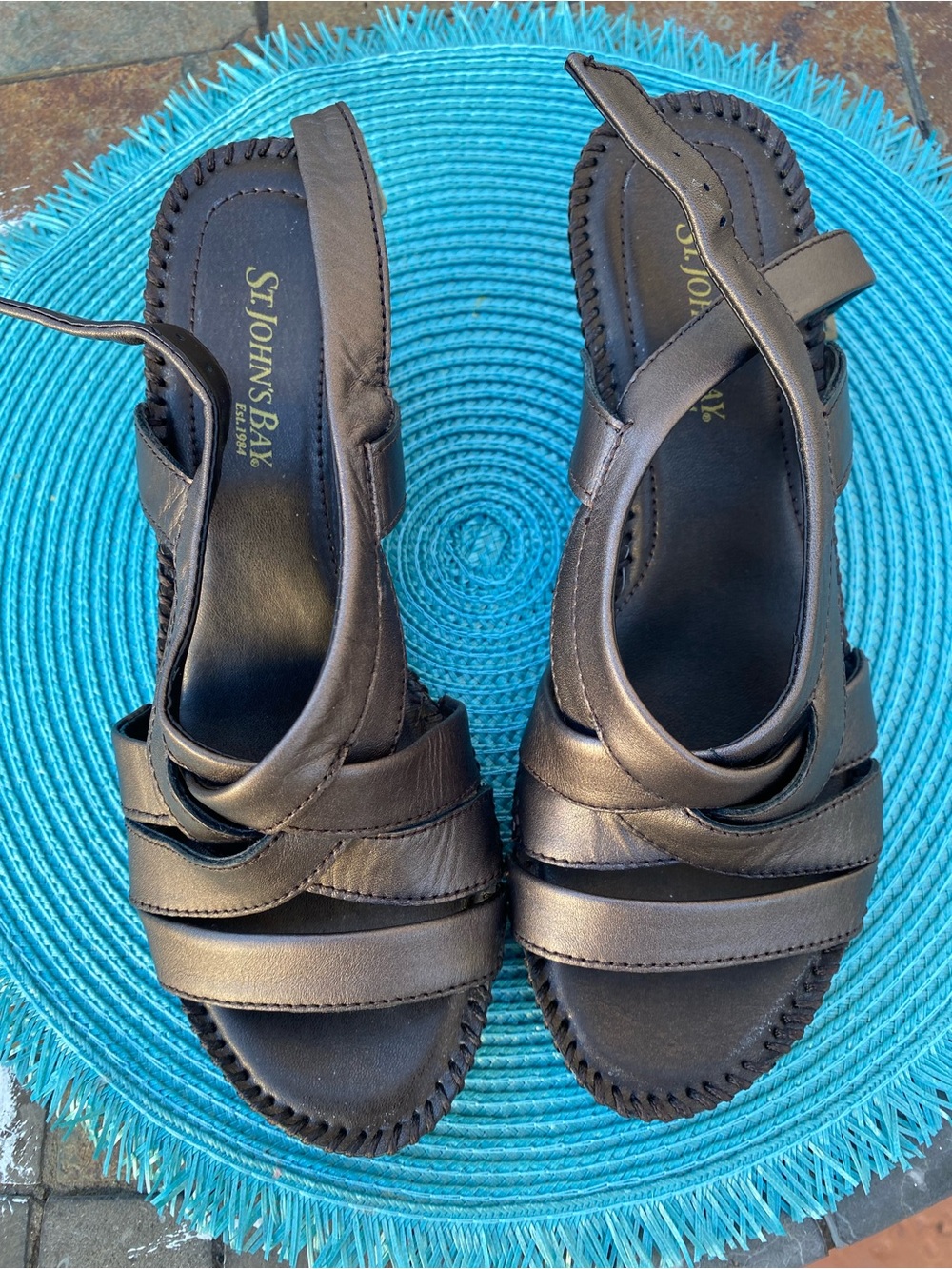 St. John's Bay Metallic Dark Brown Strappy Slingback Sandals